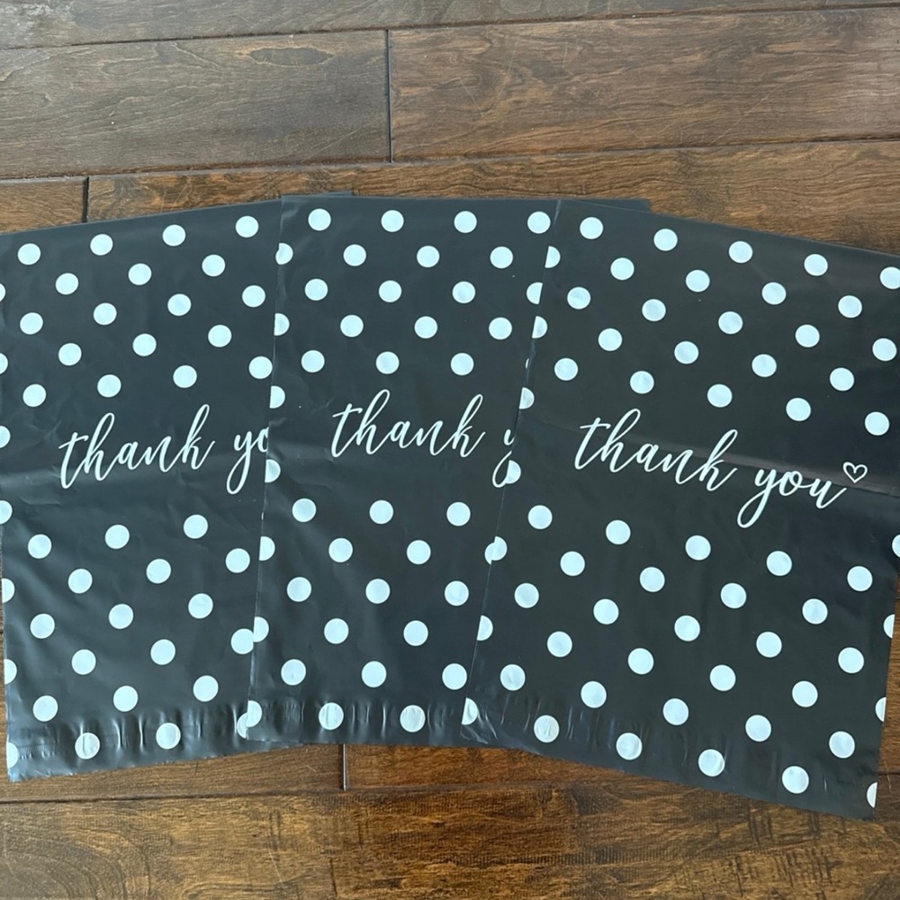 20 Pack - 12x15.5” Large White Polka Dots Thank You Poly Mailers